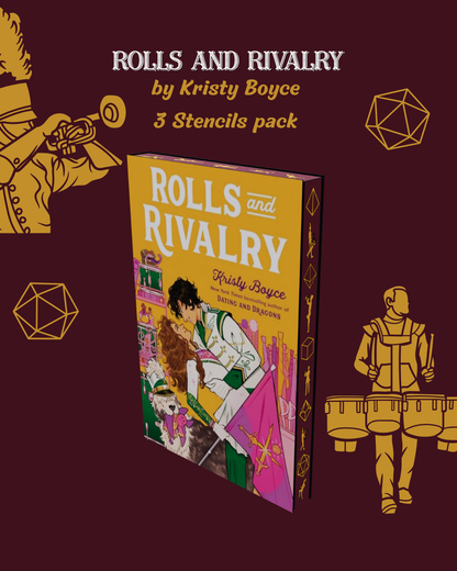 Pochoir de Jaspage - Rolls and Rivalry by Kristy Boyce - Pack de 3 pochoirs adhésifs en vinyle
