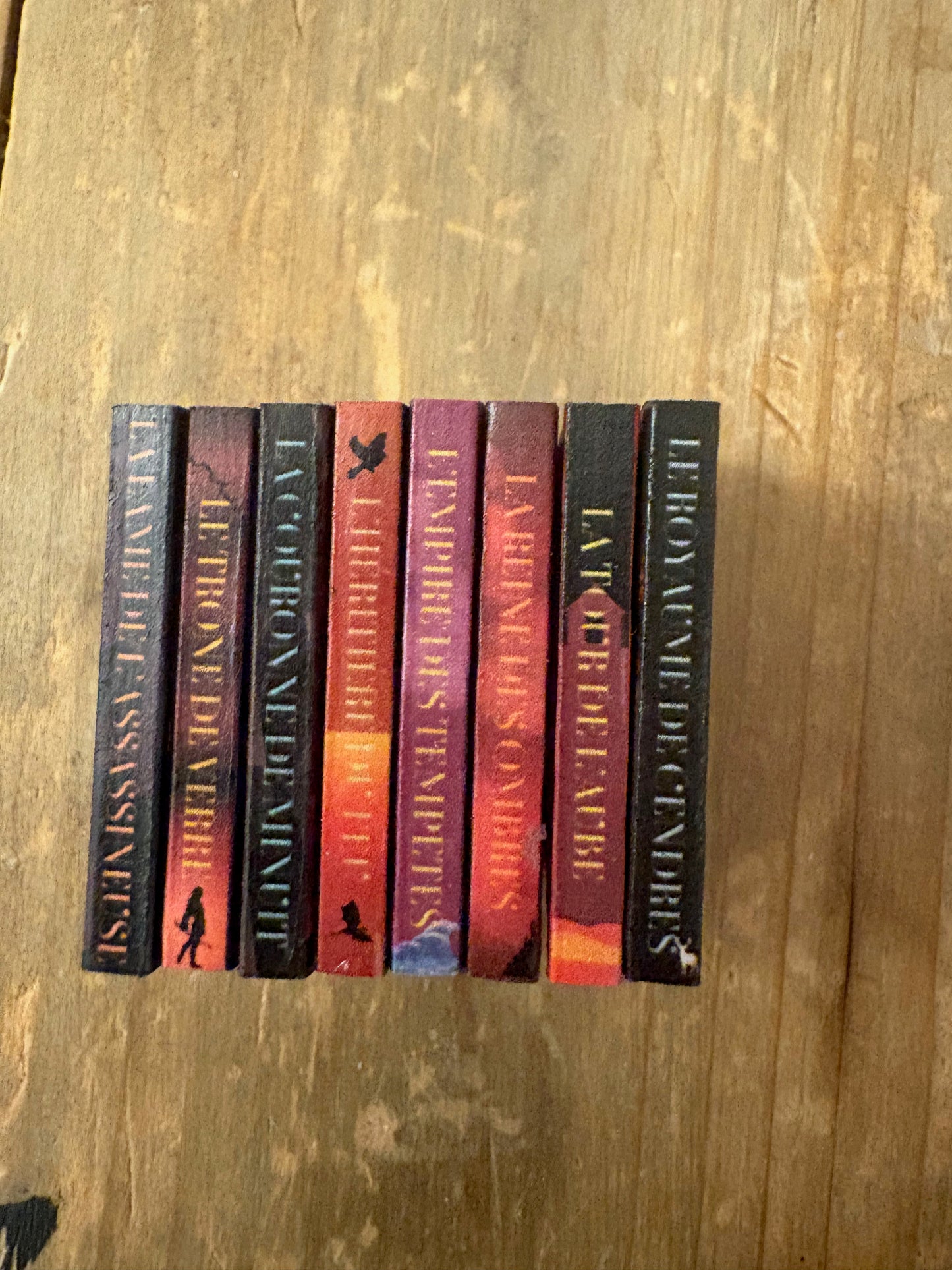 Le Trone de Verre livres miniatures dos