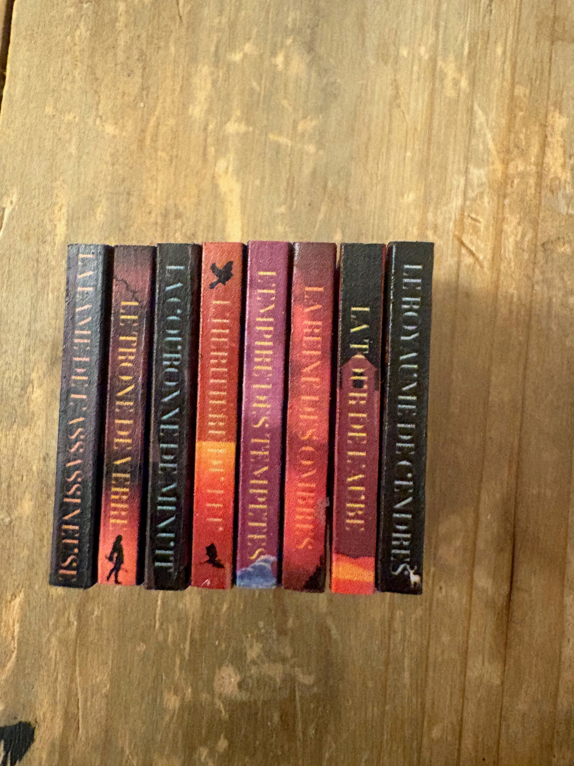 Le Trone de Verre livres miniatures dos